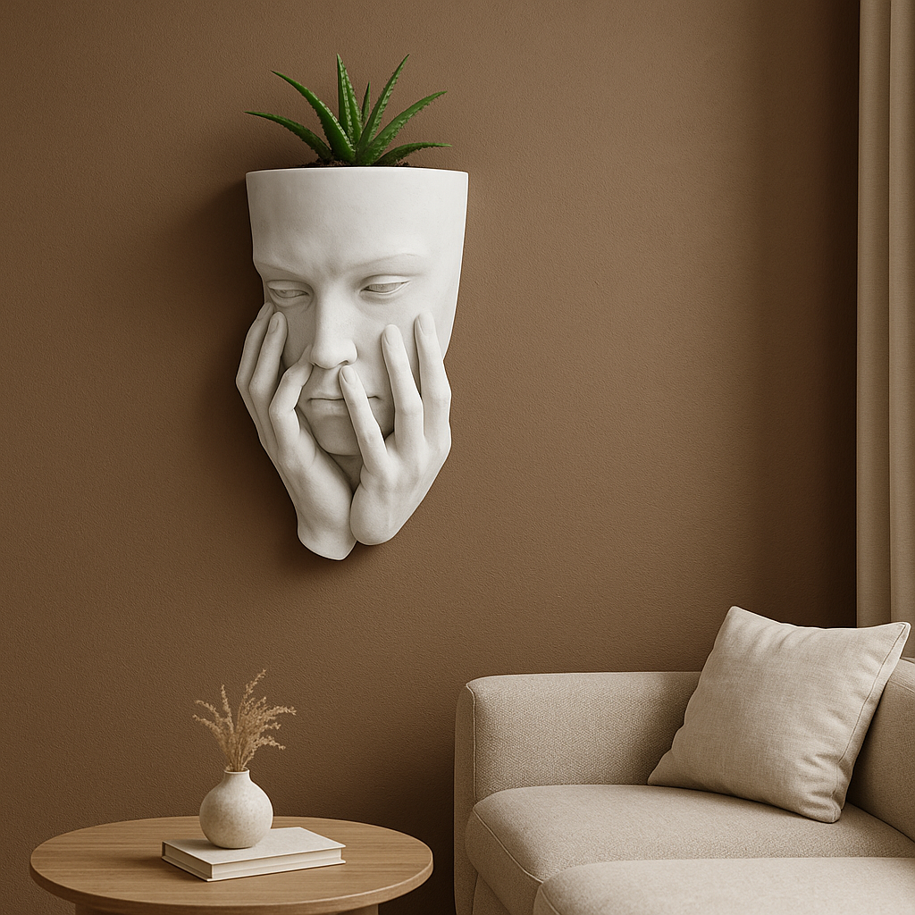 Pot de fleurs visage méditatif – Sculpture décorative imprimée en 3D