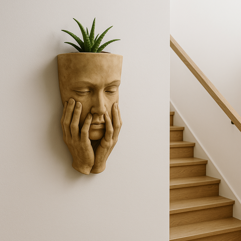 Pot de fleurs visage méditatif – Sculpture décorative imprimée en 3D