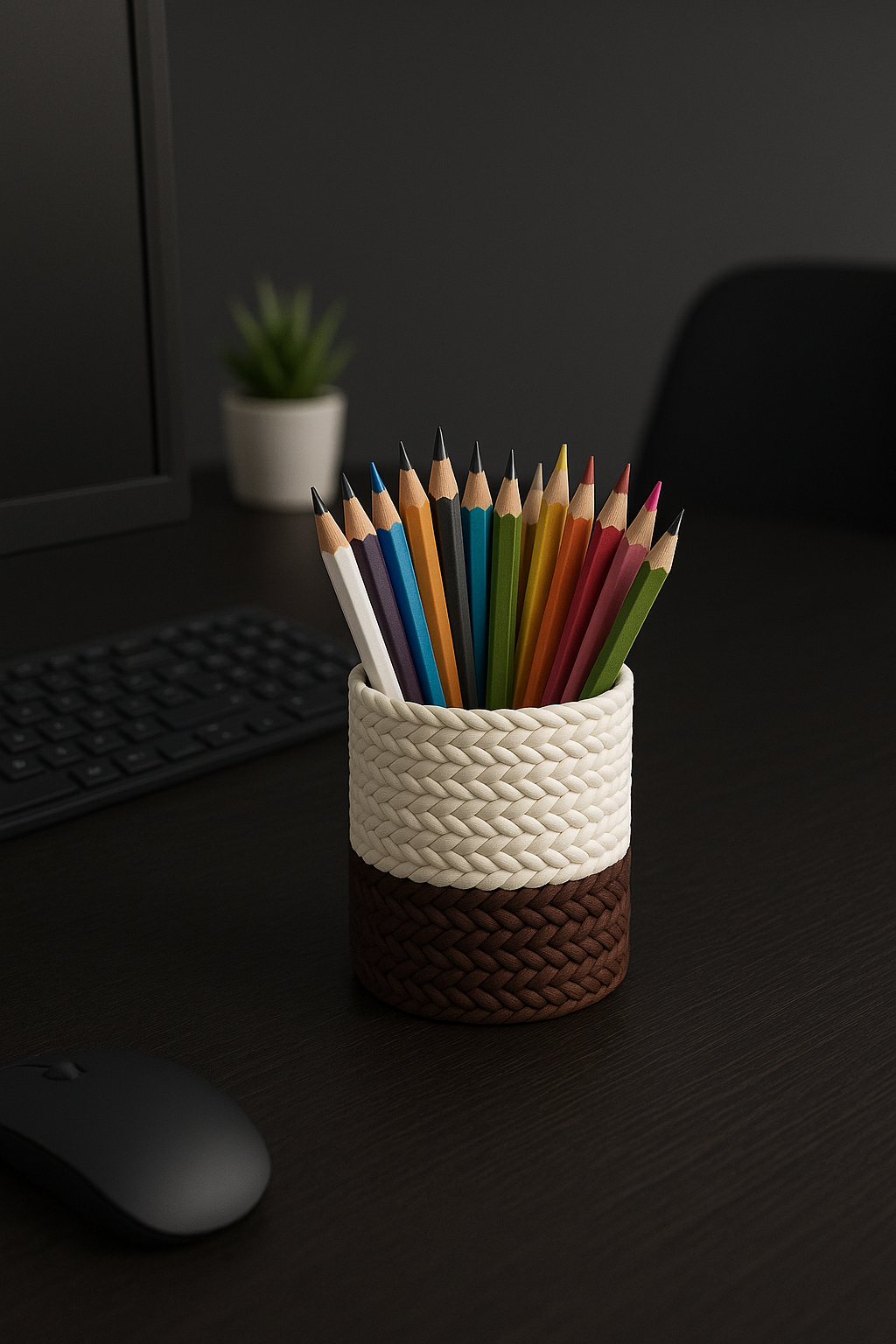 pot à stylos tressé