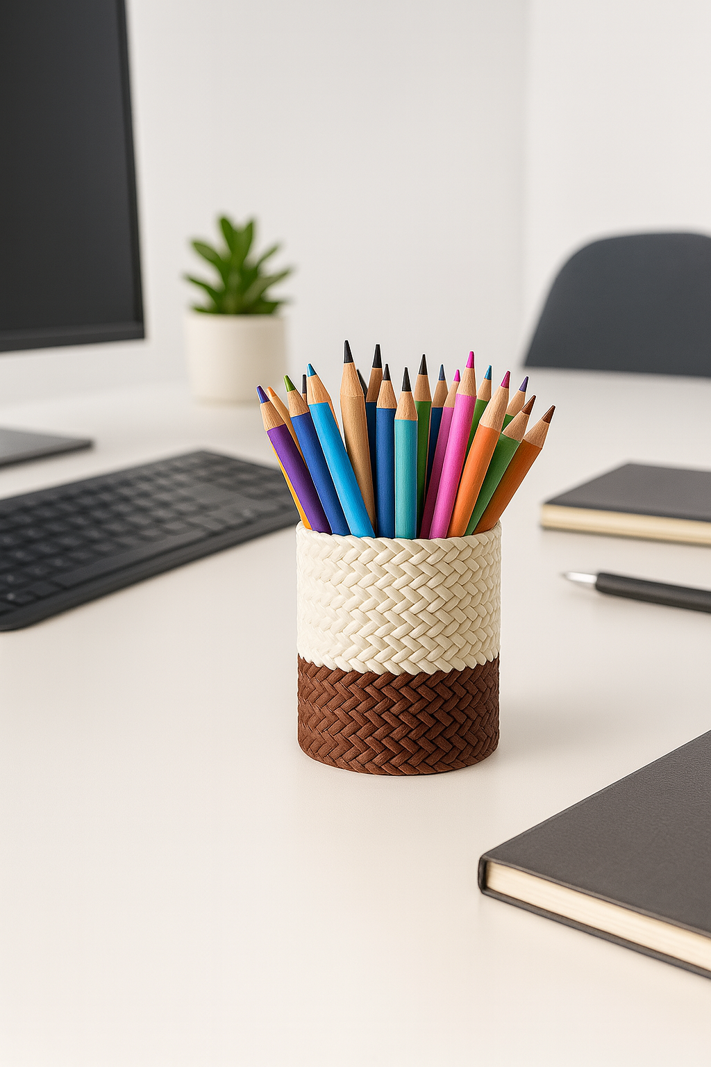 pot à stylos tressé